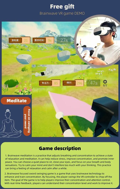 أجهزة ألعاب الموجات الدماغية TGAM VR ، تركيز العقل ، تدريب الاسترخاء