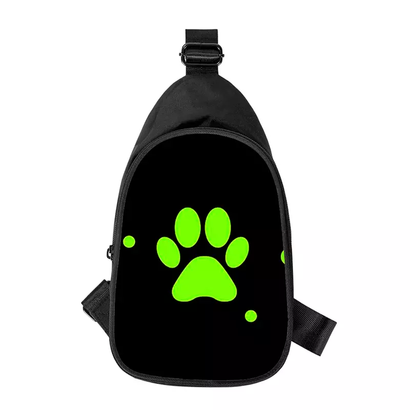 Dog Footprint Paw 3D Print Cross Peito Bag para Homens e Mulheres, Bolsa de Ombro Masculino Bolsa de Cintura, Marido, Escola, Nova, Diagonal