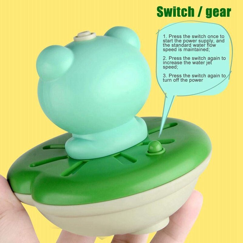 Spray elétrico água flutuante rotação banho brinquedos para crianças, Green Forg Sprinkler Toy, Shower Game para crianças, banheiro