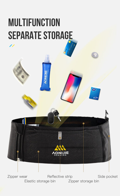 AONIJIE W8122 multifunctional ourdoor sports zipper running waist pack lightweight travel fanny suitable for pocket Key wallet