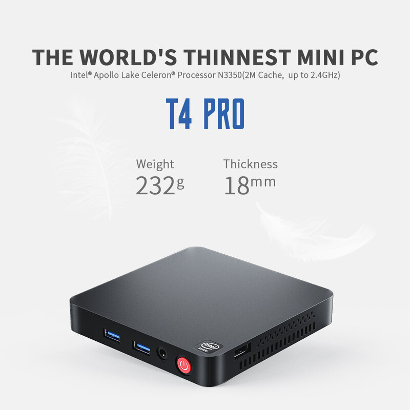 Beelink t4 pro mini pc intel celeron n3350 4gb ddr4 64gb unterstützt dual hdmi usb 3,0 dual wifi bt 4,0 pk ak3v