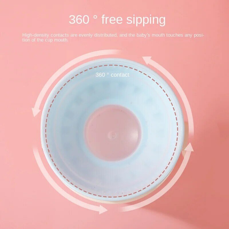 뚜껑이 있는 360 학교 어린이 음주컵, 손잡이가 있는 대형 구경 훈련 PP 컵, 아기 물병