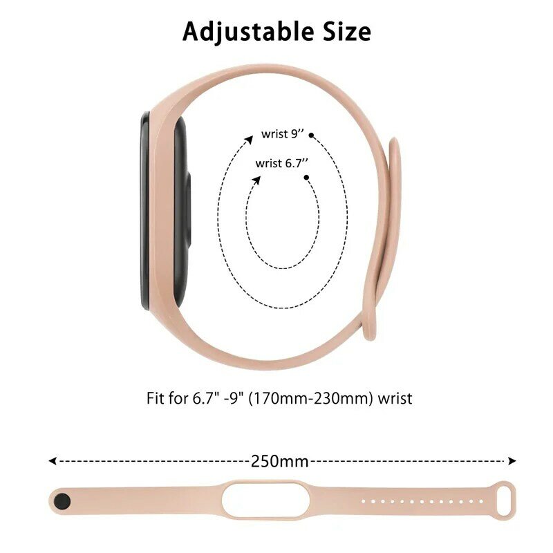 Ремешок спортивный для Xiaomi Mi Band 7, сменный силиконовый браслет для mi band 5 6, Mi Band 8 7 6 3 4 5