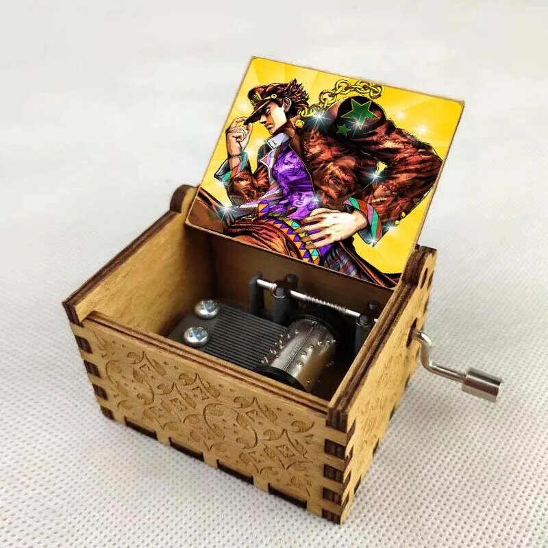Novo design anime jojo bizarro aventura do vintage mecânica caixa de música madeira artesanato crianças brinquedo ano novo presente aniversário presentes