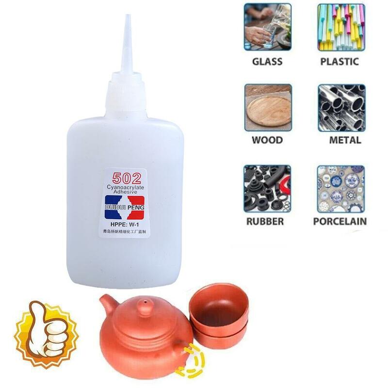 Cianoacrilato Quick Dry Super Glue, 502 Adesivo Forte, Ligação Instantânea, Couro de Borracha Metal Material de Escritório, 6Pcs