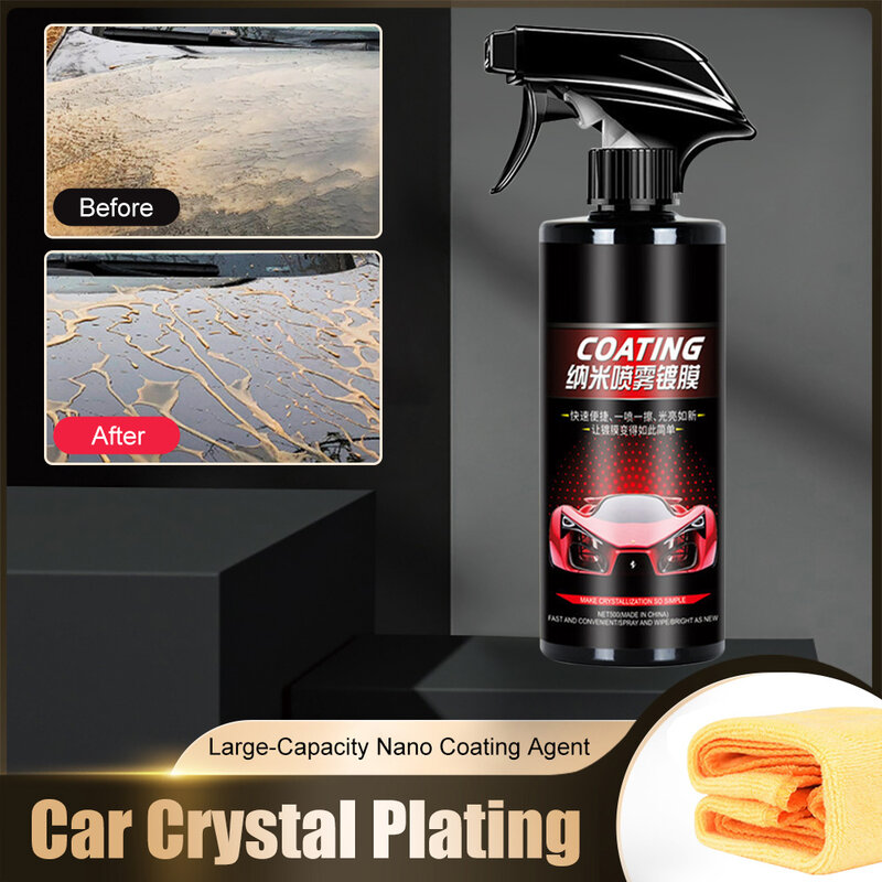 500ML Car Nano Coating Agent Crystal Plating Car Paint Protection Anti-Aging Non-Scratch Hydrophobic Car Polishing with Towel