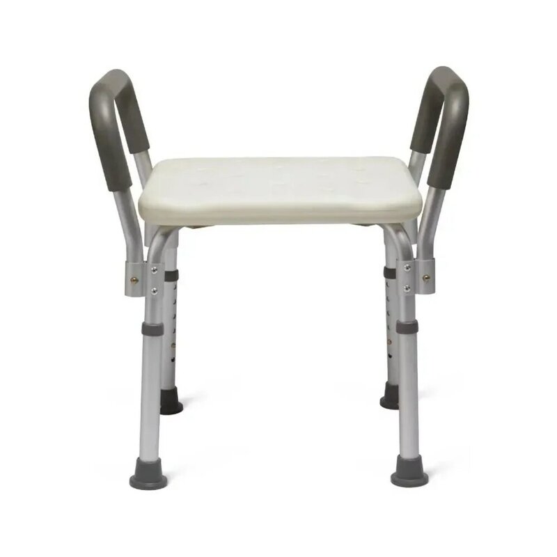 Medline krzesełko do kąpieli z wyściełanym podłokietnikiem, wysokość regulowane nogi