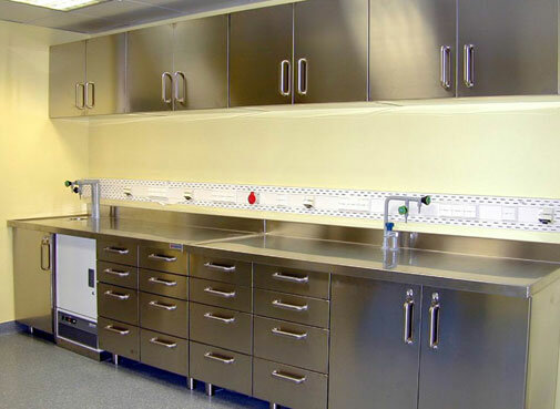 طاولة عمل مختبر من الفولاذ المقاوم للصدأ ، خزانة طبية HPL ، محطة عمل مخبرية ، طاولة عمل ، أثاث مخبري