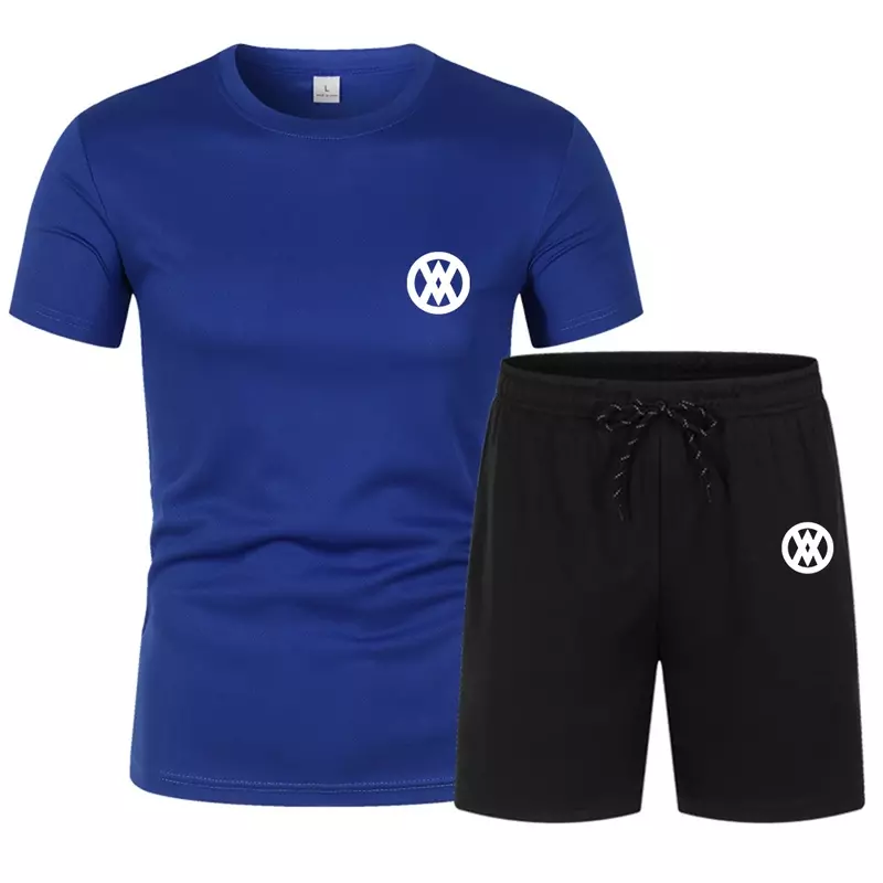 T-shirt Sets Men's Fitness Sportswear Summer Round Neck Breathable Comfortable T-shirt + Shorts 2-Piece Daily Outdoor Sports Set