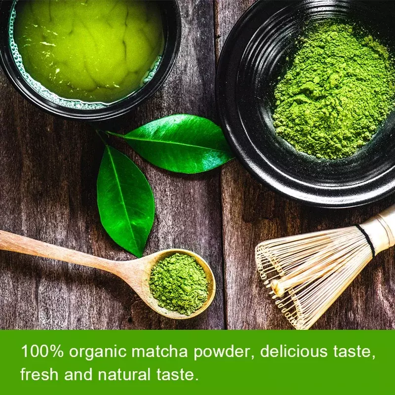 Wholesale 100% Natural Matcha Powder 100g/bag Milk Drink Green Tea Dessert Cake Edible Baking Ingredients Ice Cream Tools