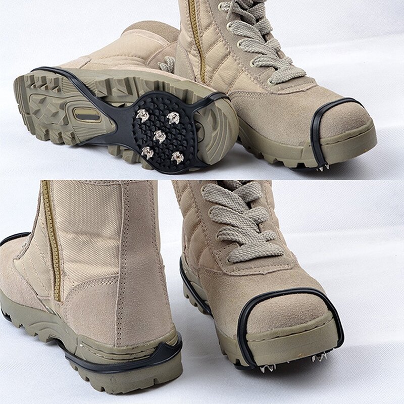 Tampa de sapato antiderrapante com pinça de borracha, sapatos de neve gelada, picos sobre sapato, grampo de tração de bota, calçados de caminhada e escalada