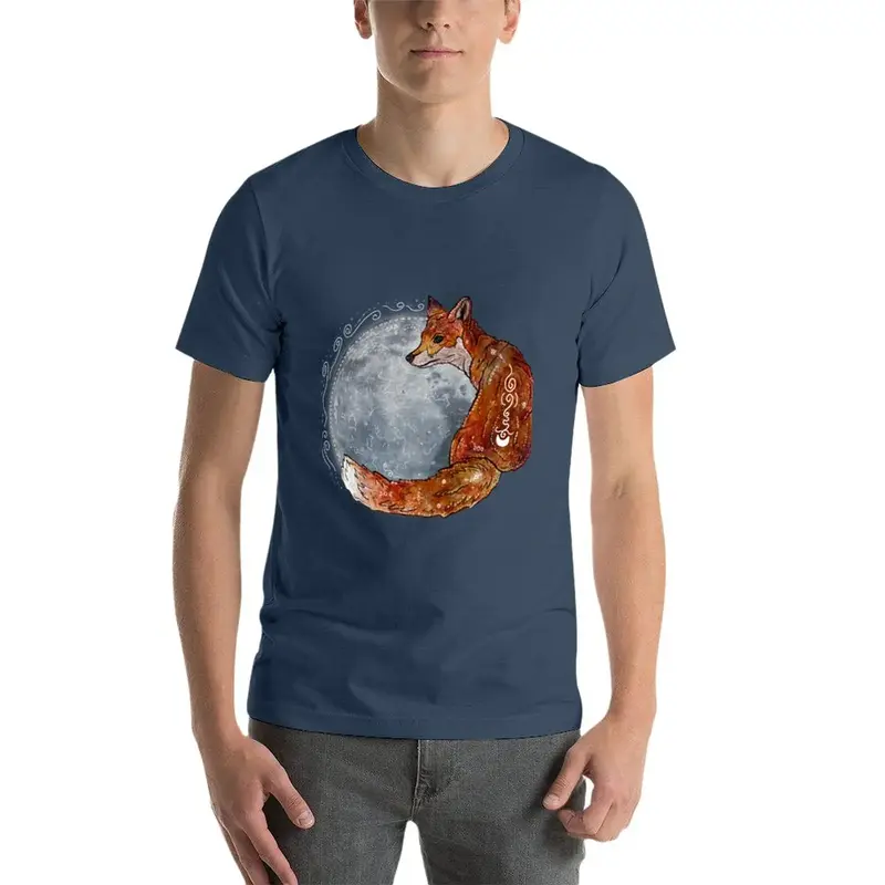T-shirt humoristique pour homme, motif Fox Moon, personnalisé, pour garçon