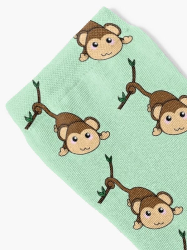 Macaco pequeno bonito meias meias altas mulheres