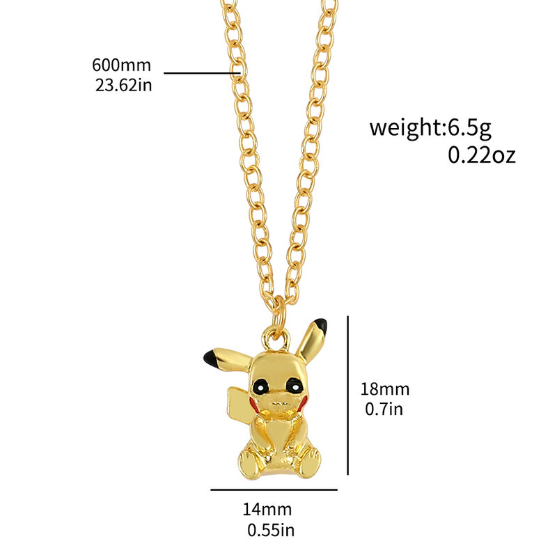 Pokemon GO Pikachu Necklace Cartoon Anime 3D Action Figure Toys Clavicle Chain Y2K Jewelry Kids Women Birthday Kawaii Gift