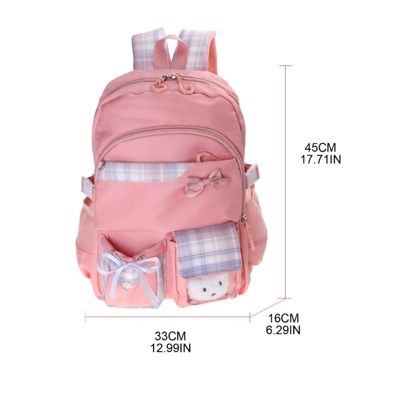 Bowknot Backpack Nylon School Bag for Teenagers Girls Children Rucksack Student Casual Daypack Book Bags