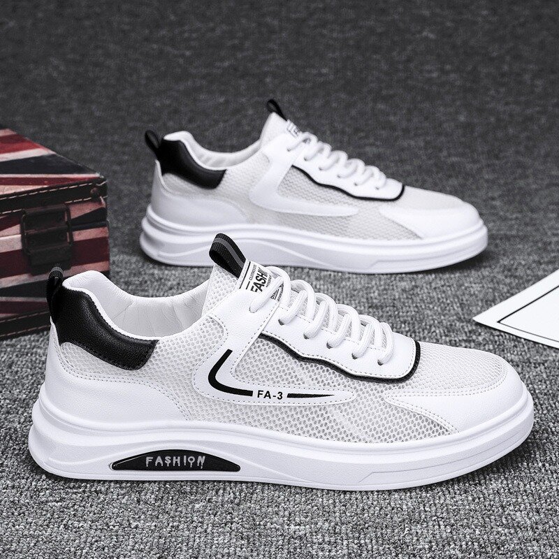 2024 New Small White Sneakers Summer Breathable Mesh Hollow Mesh Sports Casual Wear-resistant Shoes Men's Trendy Shoes