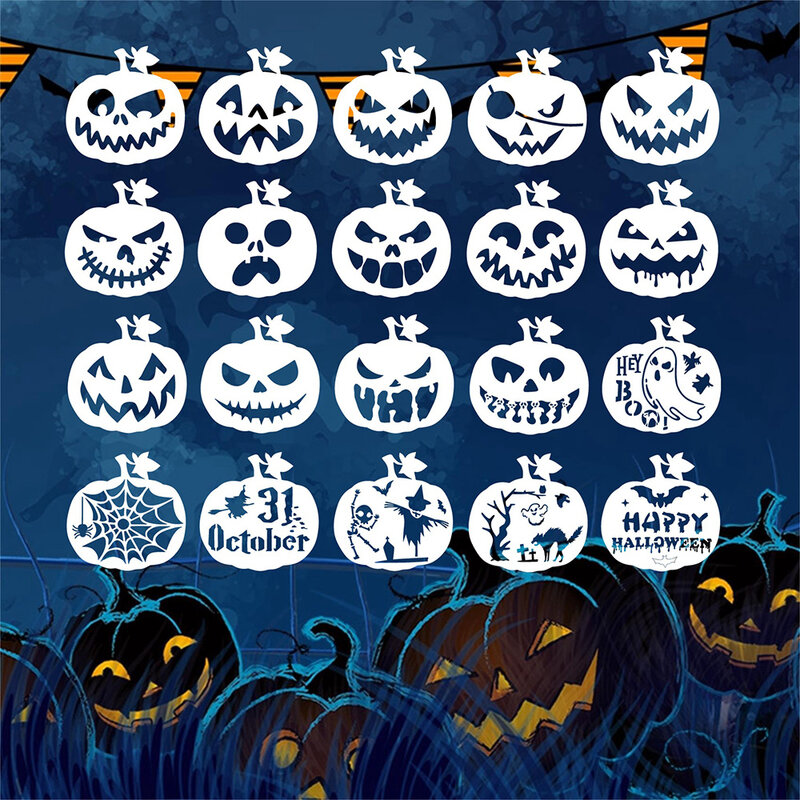 lychee life 20Pcs Halloween Pumpkin Ghost Template Set Diy Production Template Home Decoration Accessories Party Gift