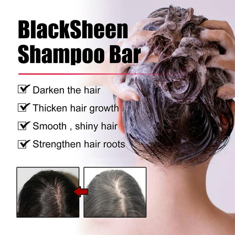 Шампунь для затемнения волос, твердый черный шампунь, восстанавливающий цвет волос, против выпадения волос, глубоко очищающее мыло, способствующее сильному воздействию, 55 г