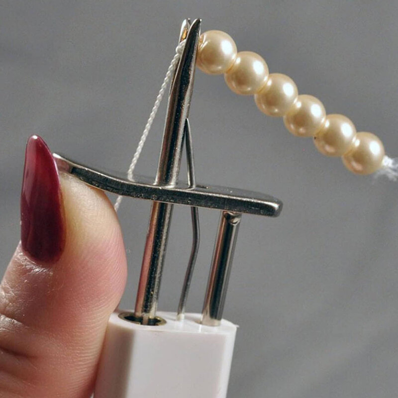 Herramientas de anudado de cuentas para crear nudos seguros, herramienta de fabricación de joyas de perlas fácil de usar para joyería DIY, artesanía de enhebrado de perlas blancas