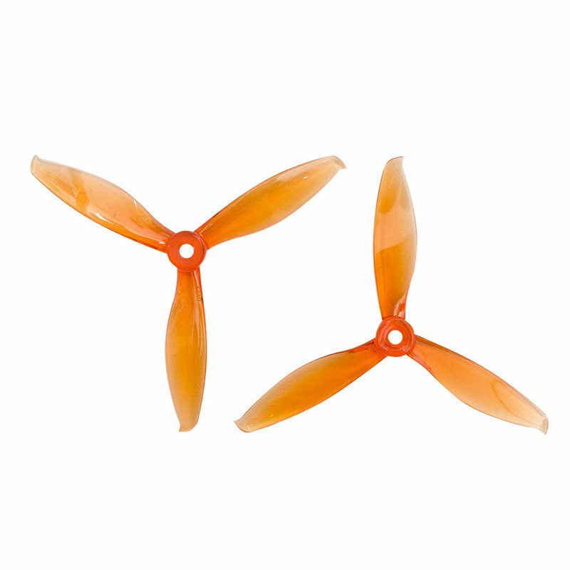 2 pares gemfan flash 5149 5mm montagem buraco hélice de 3 lâminas compatível para popo sistema rc modelos multicopter azul laranja