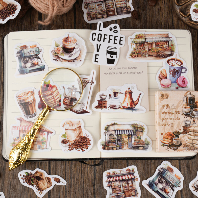 12Packs/Lot Schiereiland Cafe Serie Markers Fotoalbum Decoratie Label Sticker