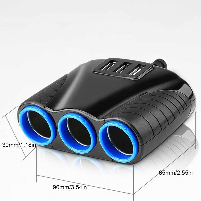 Adattatore per caricabatterie USB per Smartphone con Splitter per accendisigari per auto a 3 vie Automobile