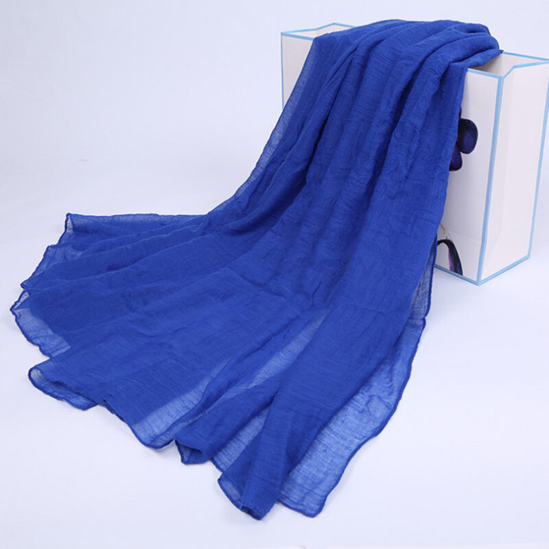 Chal largo de lino y algodón para mujer, bufanda fina de 180x45cm, Color sólido, elegante, ideal para viajes y vacaciones
