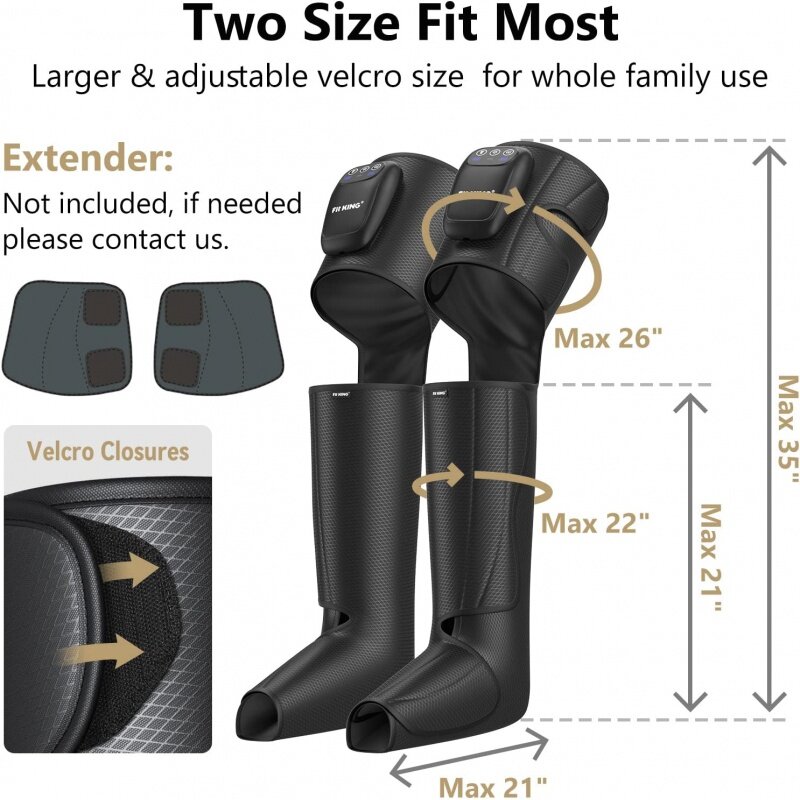 FIT KING Cordless Full Leg Massager Compression Boots, Rechargeable Foot and Calf Massager for Travel, Blood Circulation & F
