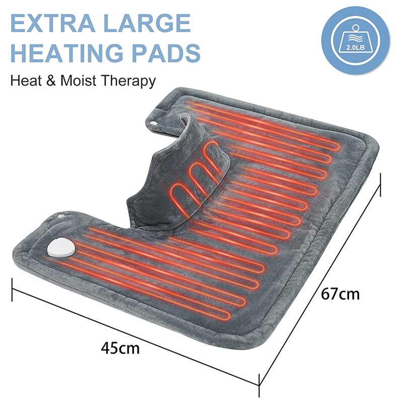 Almofada de aquecimento elétrica para alívio das dores do ombro e pescoço, temperatura constante, compressa quente, lavável, fácil de instalar, fácil de usar