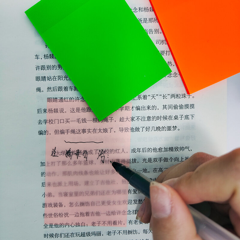 KindFuny 7 kolorów przezroczysta karteczka notatnik drapie naklejki wodoodporne przezroczyste notatnik szkolne artykuły biurowe