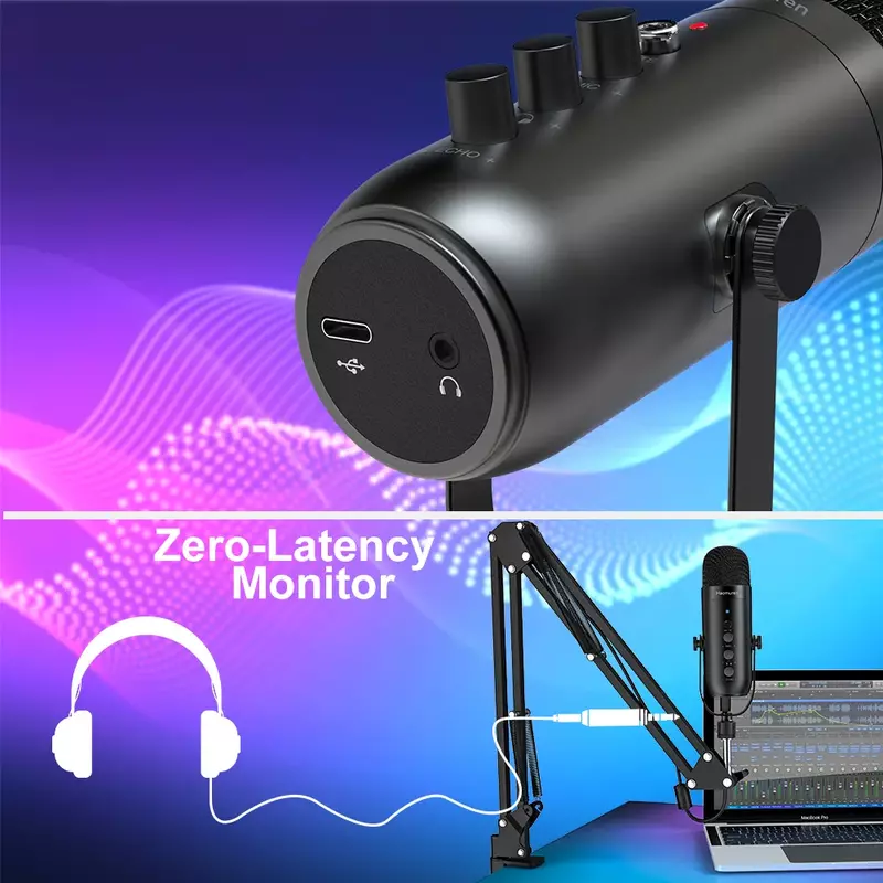 Profession elle USB-Streaming-Podcast-PC-Mikrofon-Studio-Niere-Kondensator-Mikrofon-Kit mit Boom-Arm für Aufnahme-YouTube