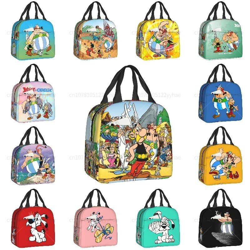 Anime Asterix e Obelix Lunch Bag Women Portable Cooler Thermal Insulated Lunch Box per School Office Outdoor Picnic Food Box