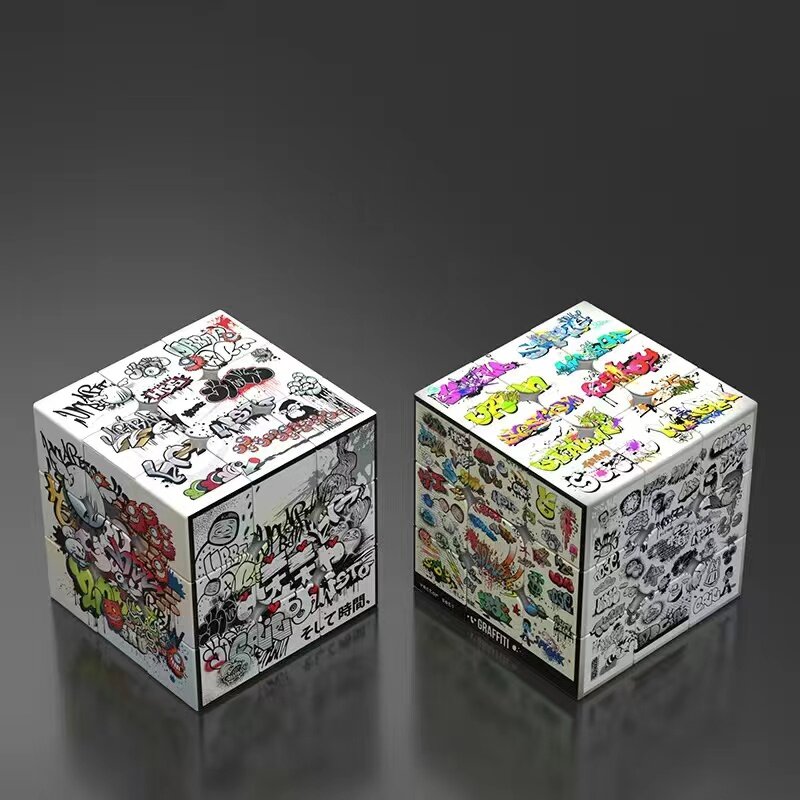 1 szt. 3x3x3 kreatywne Puzzle Graffiti Magico Cubo 3x3 kostka magiczna kostka przestrzenne Puzzle zabawka dla dzieci magiczna kostka
