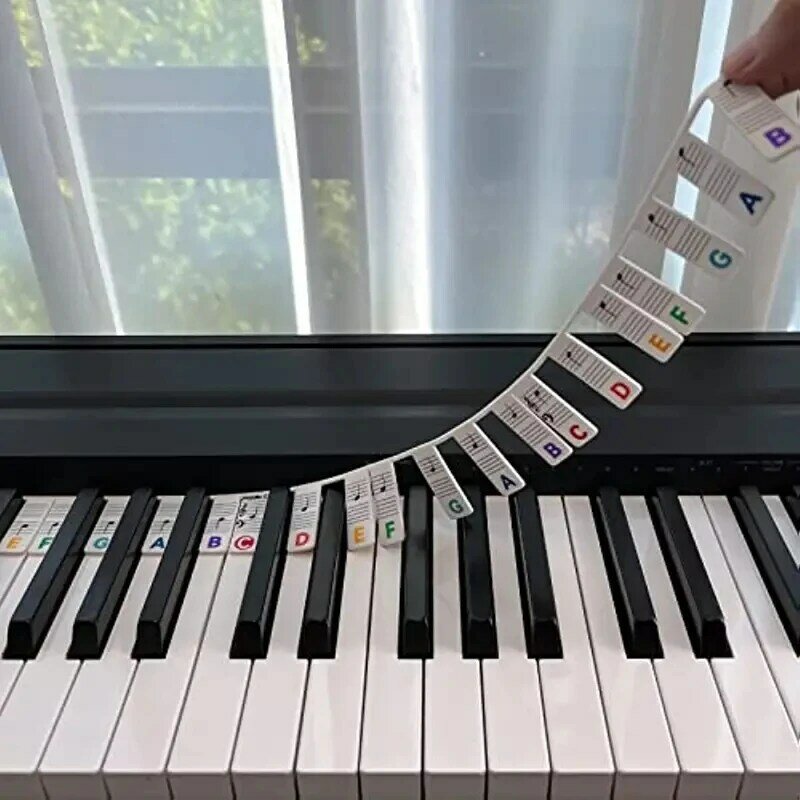 Teclado de Piano de silicona reutilizable, etiquetas de notas, perfectas para niños y principiantes, aprendizaje de notas, 1 unidad