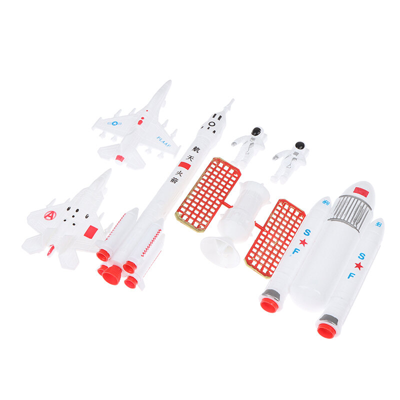 로켓 장난감 우주 시리즈 로켓 비행기, 위성 우주 비행사 모델, 케이크 장식, 1 세트