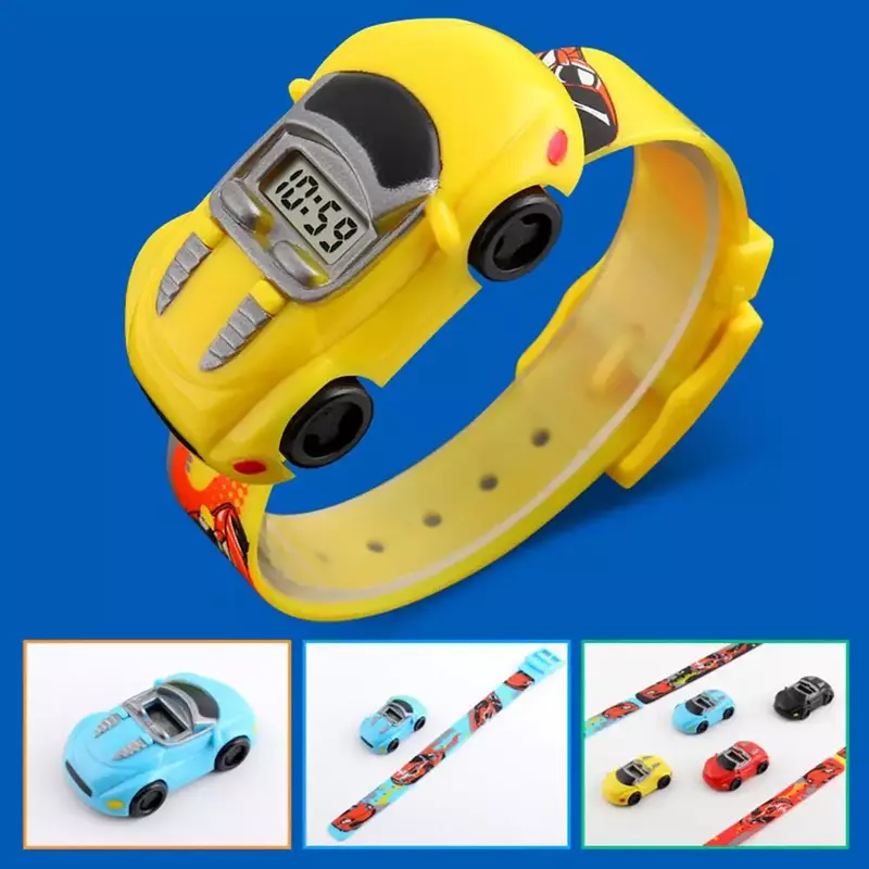 Cartoon Car Children Watch Toy for Boy Baby Kids Watch orologi elettronici di moda orologi digitali a forma di auto innovativi regalo di natale