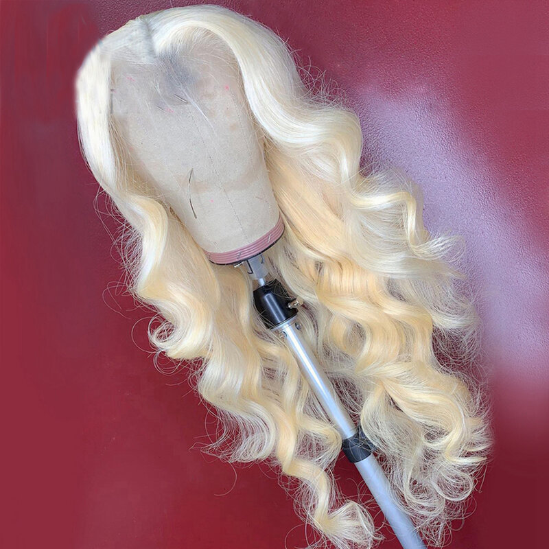 Miękkie 613 blond ciało fala HD 13x 4 koronkowa peruka na przód mieszane ludzki włos mieszanka peruka syntetyczna dla czarnych kobiet Preplucked peruka do Cosplay