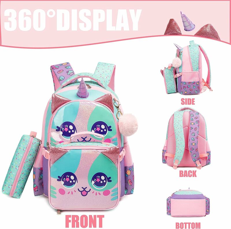 Kids Backpacks for Girls School Bag with Lunch Box School Backpack for Girls Set Cute Bookbag for Kindergarten backpack for kids