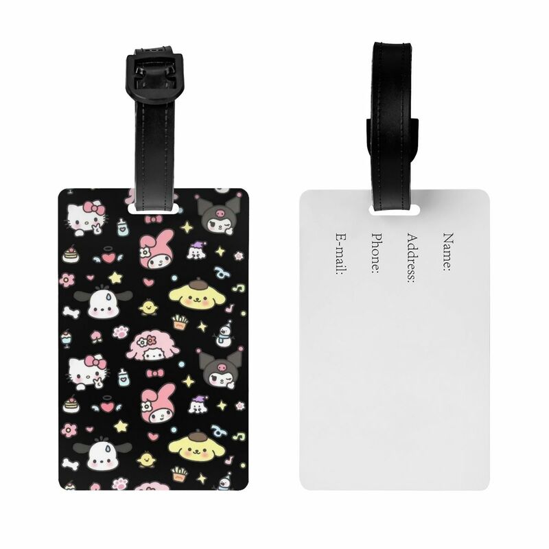 Etiqueta de equipaje de Hello Kitty Pochacco Pom Purin Melody, bonita maleta de dibujos animados, cubierta de privacidad, tarjeta de identificación con nombre