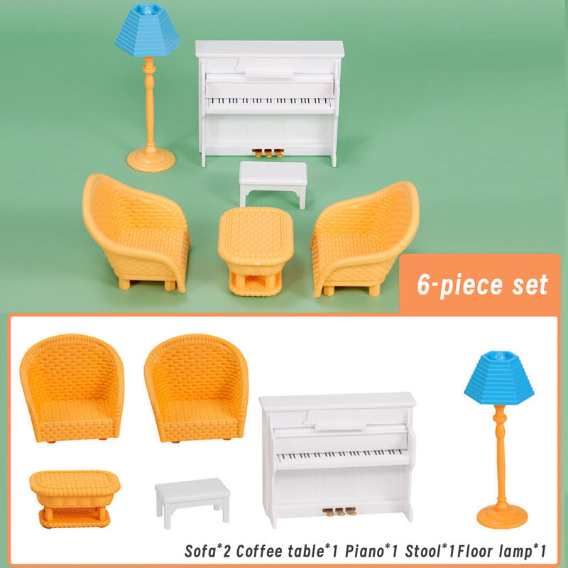 Стол и стулья для пикника на открытом воздухе, аксессуары для игрушек, кукольный домик для мини-пикника, реквизит для съемки семейных сцен, 1 комплект