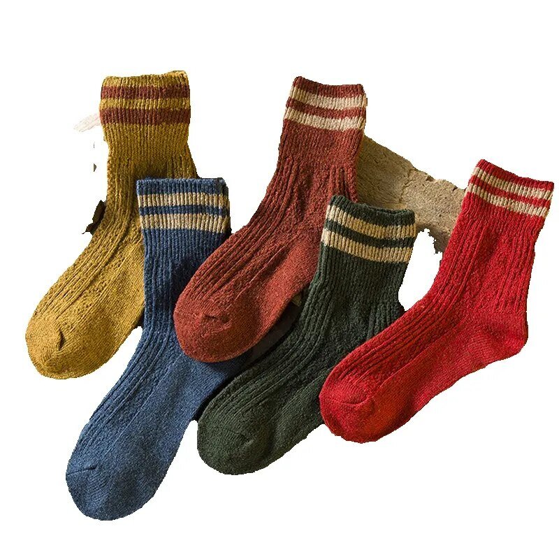 Anyongzu Sock  Winter Socks Flanging Female Wholesale Girl Restoring ancient ways 5pair/lot mix