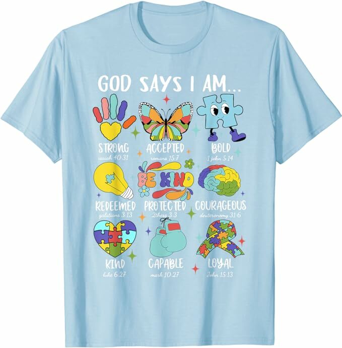 男性と女性のための面白いグラフィックTシャツ、ファッショントップス、神、私はあなたの種類、自閉症認識、子供のための