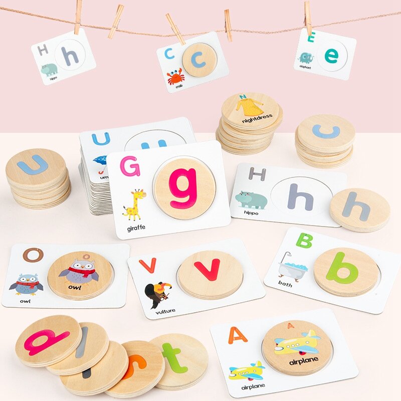 ของเล่นไม้ปริศนาตัวอักษรสำหรับเด็กเพื่อการเรียนรู้การเรียนรู้คำศัพท์ของเล่นสำหรับเด็ก