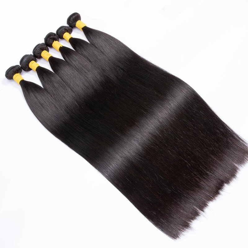 Extensiones de cabello humano liso para mujer, mechones con encaje Frontal HD de 13x4, tejido brasileño, 3 mechones con cierre