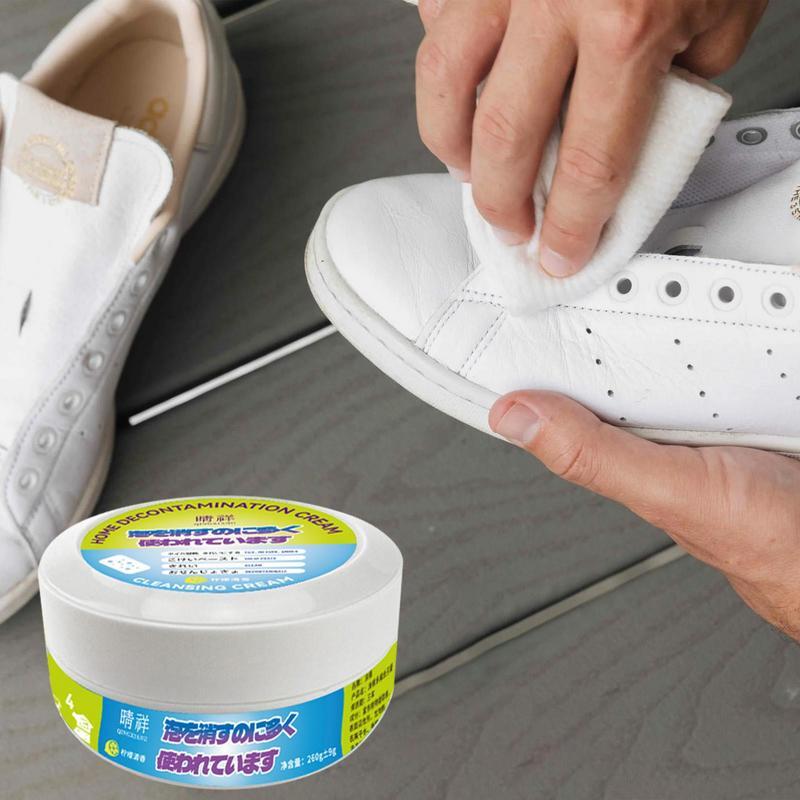 Crema de descontaminación para zapatos, pasta sólida con esponja, limpiador de manchas, color amarillo, 260g