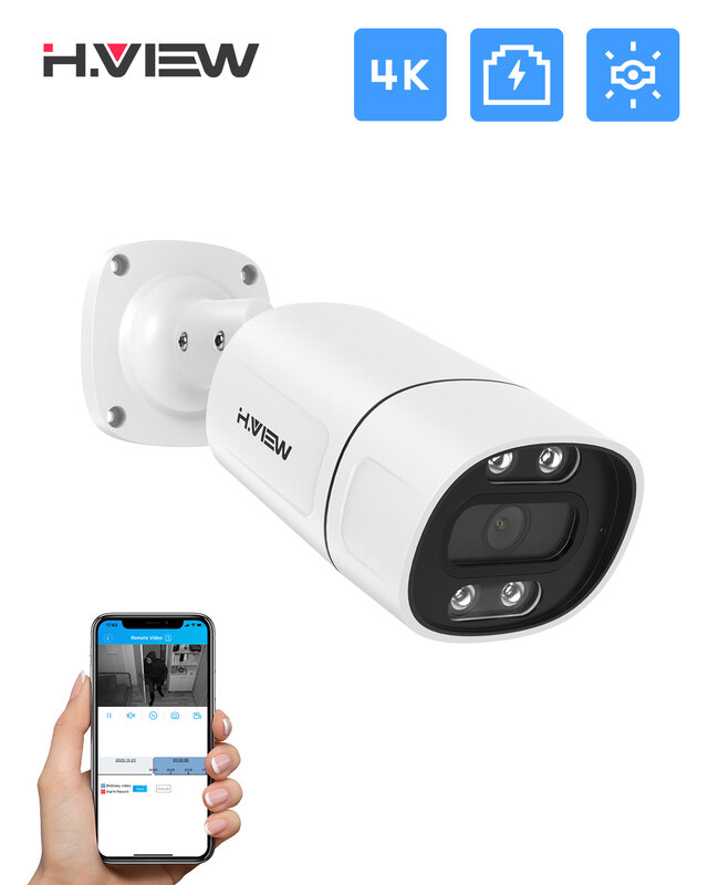 H.View cámara de seguridad Cctv de 5MP y 8MP, videocámara Ip 4K Poe Ai, detección facial, H.265, Audio al aire libre, videovigilancia para onvif xmeye