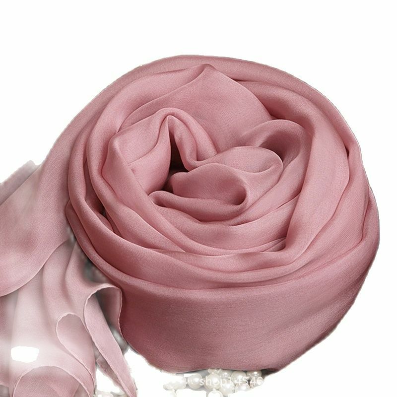 Birdtree 100% Silk Scarf Women Soft Solid Pink Pure Silk Shawl Elegant Female Scarves Autumn Winter Spring Summer A35514M