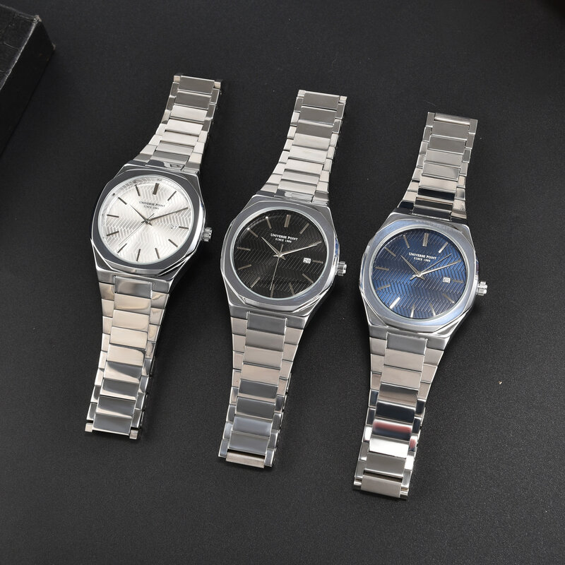 Quartzo de aço inoxidável masculino Relógio de pulso, impermeável, luminoso, cronógrafo, luxo, homem
