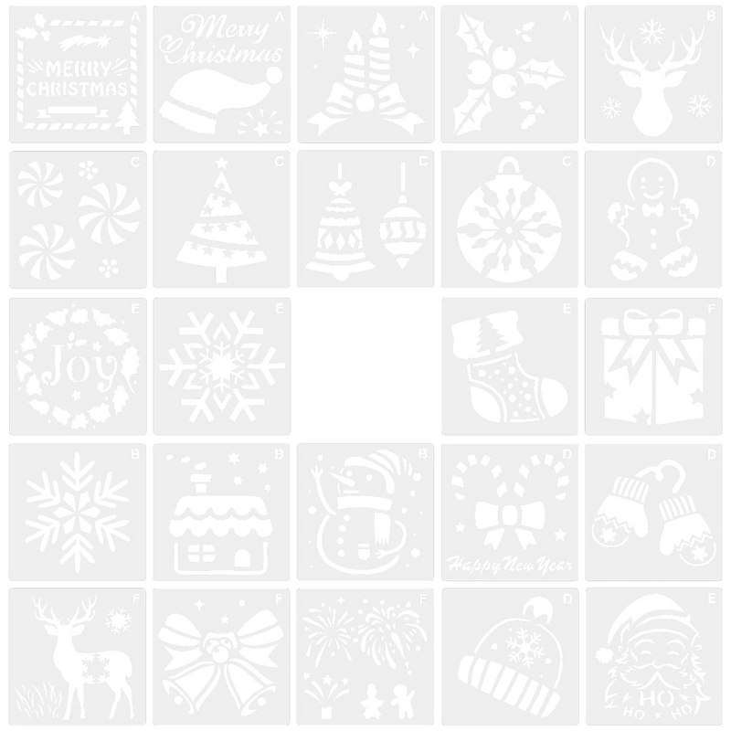 Snowflake Holidays PaintingTemplate Reusable- Merry Christmas Painting Template Drawing Tools 24Pcs
