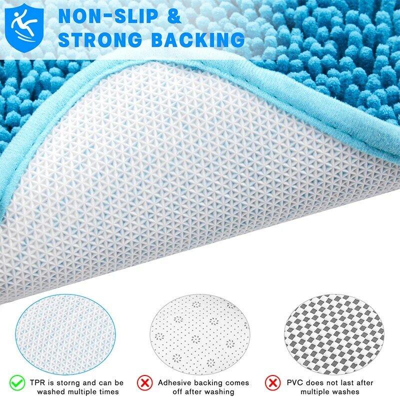 Bathroom Floor Mat Thickened Rubber Bottom Chenille Carpet Bedroom Home Living Room Door Bathroom Absorbent Non-slip Mat